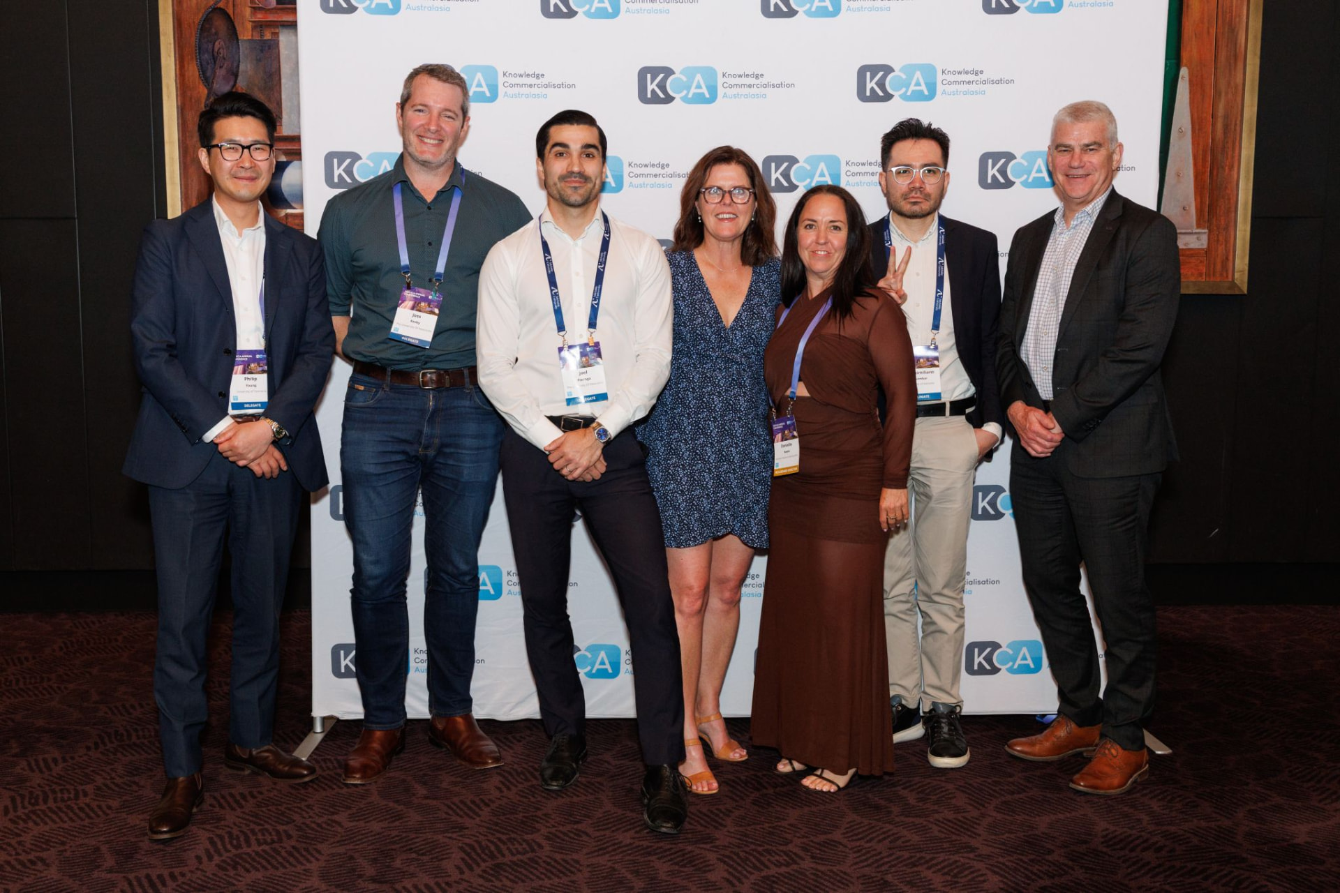 Lucy Lin with KCA members at a Knowledge Commercialisation Australasia event
