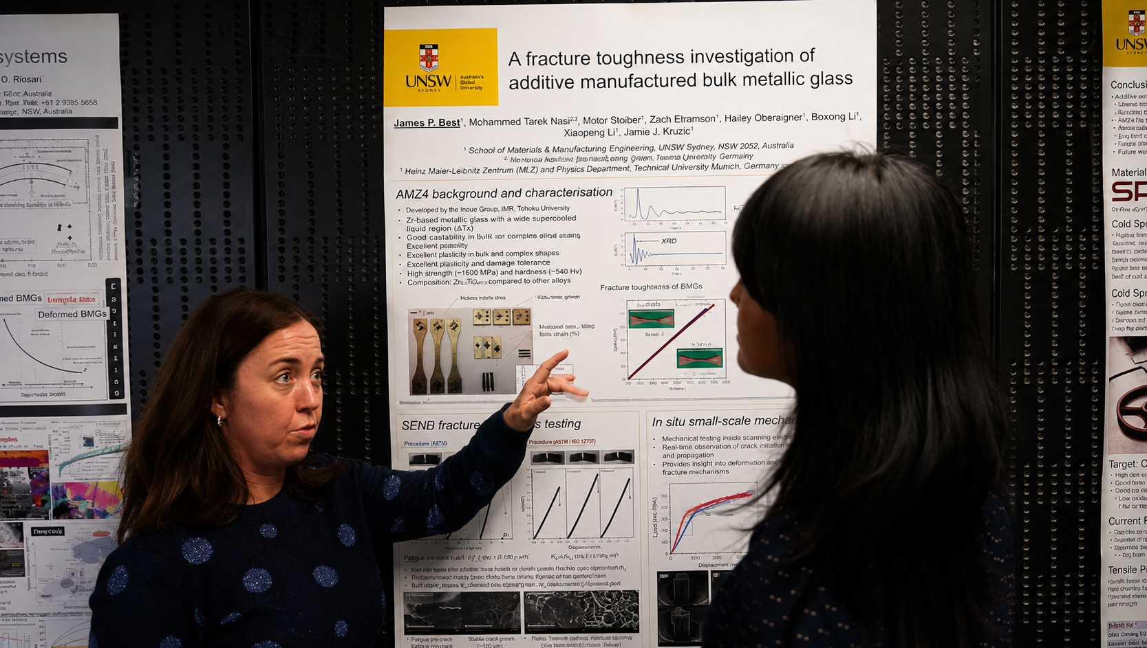 Lucy Lin and Danielle Neale discussing research at a UNSW academic conference